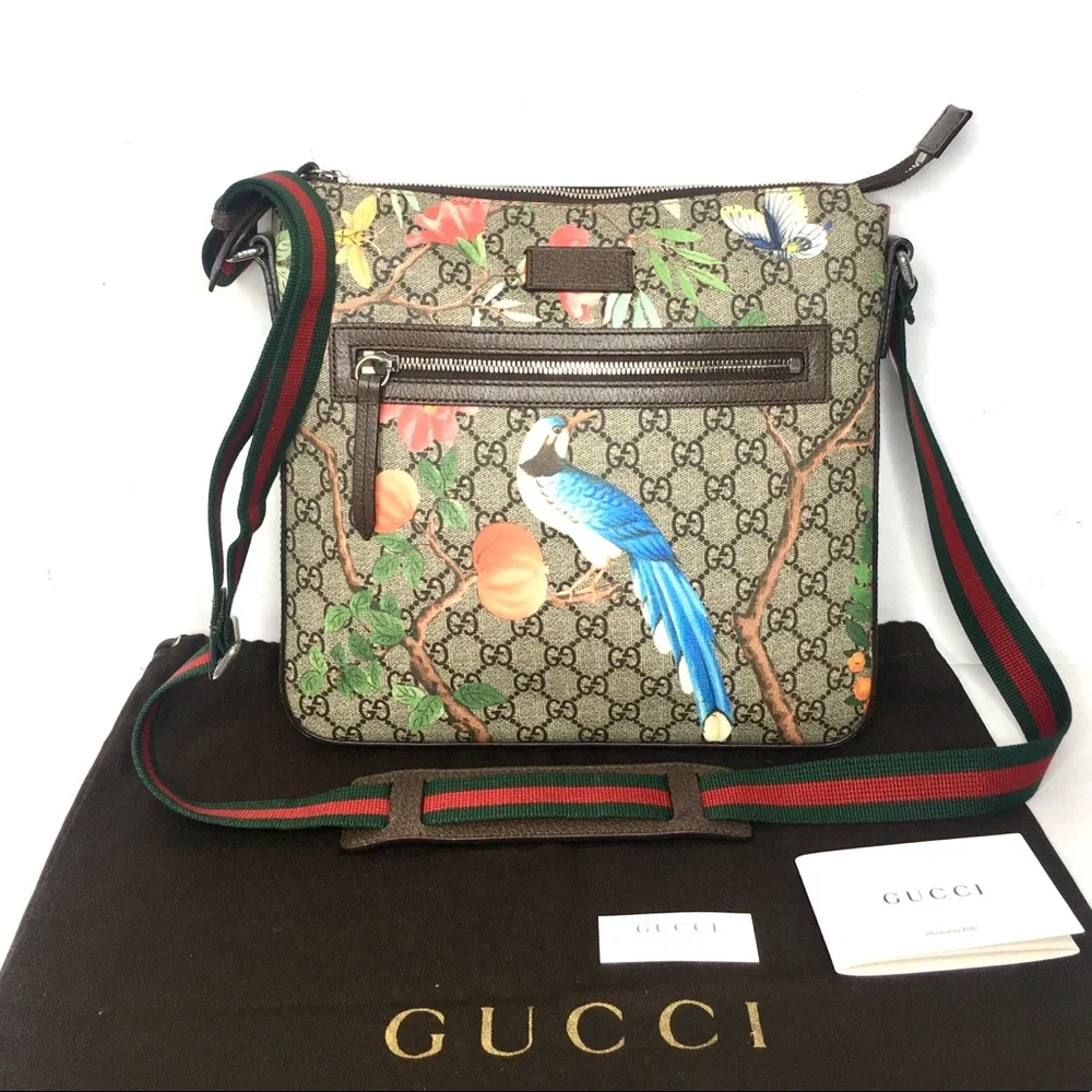 Authentic Gucci Tian crossbody unisex bag brown monogram coated bengal canvas - Picture 2 of 16